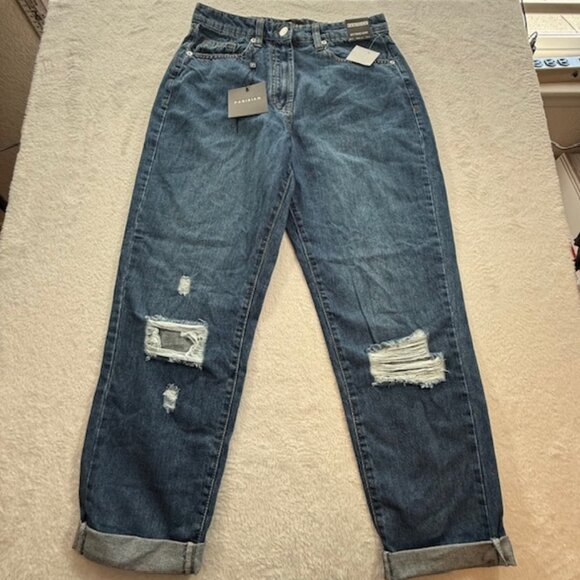 Parisian Distressed Boyfriend Jeans New w/ Tags Womens Size 4 (UK 8) - Picture 7 of 13